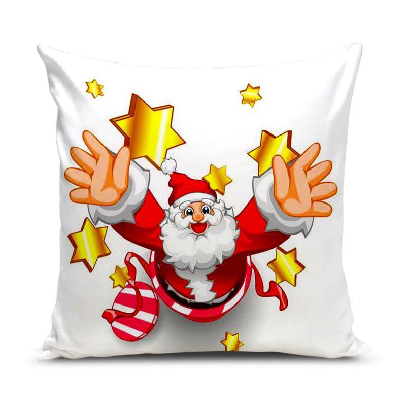 Soft Fabric Designer Decorative Printed Merry Christmas Theme Cushion Cover Xmas Decorations for Sofa Living Room Set of 5 16 X 16 Inch Multi