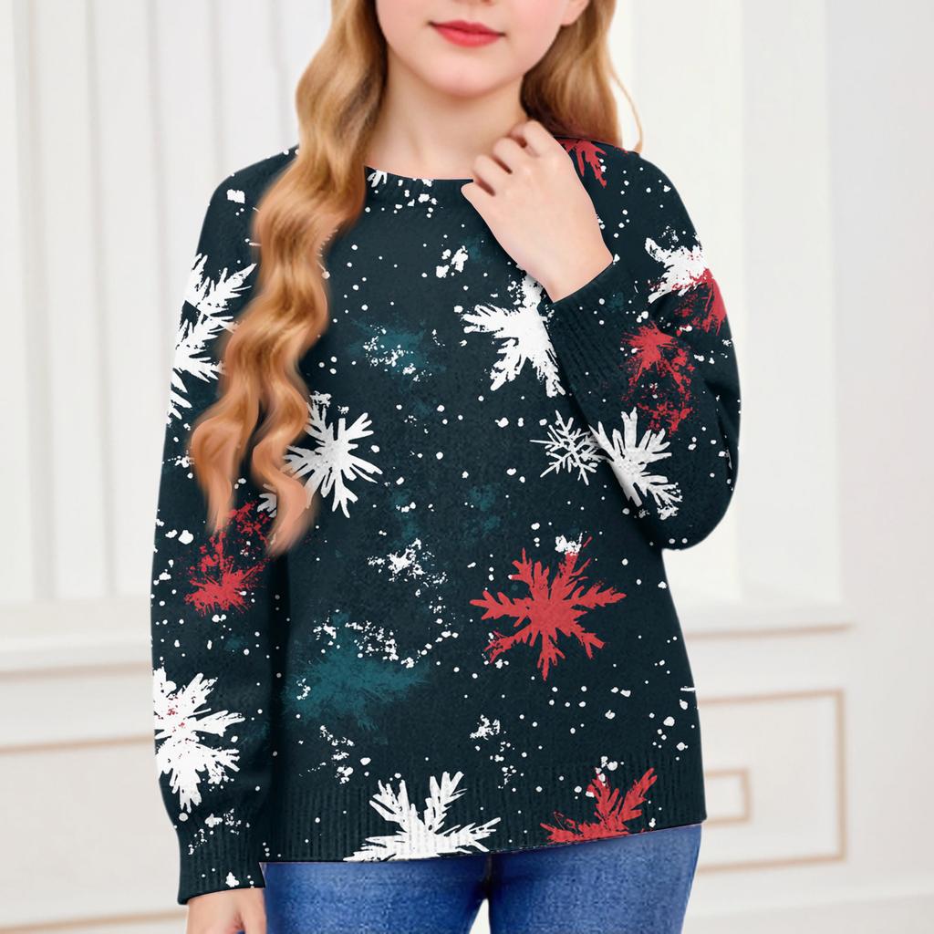 Vánoční mikiny pro děti chlapce a dívky pletený svetr roztomilé tričko podzimní kulatý výstřih pulovr topy