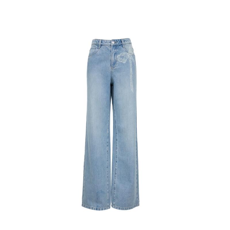 Veromoda Women's Rhinestone Pocket Straight-Leg Jeans