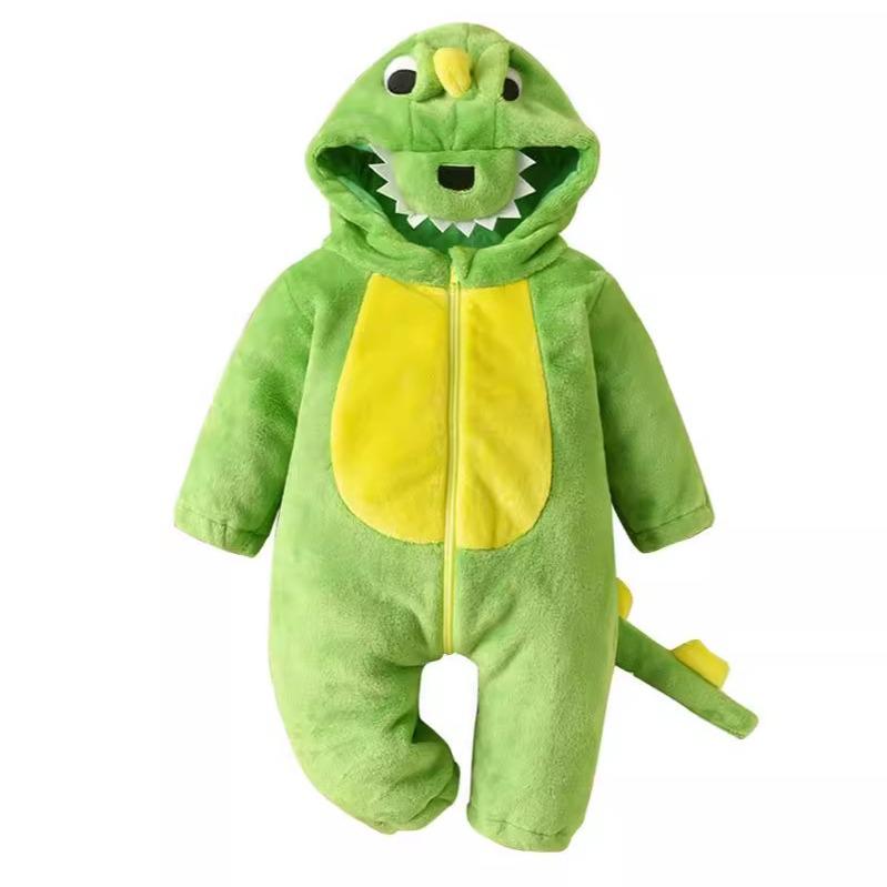 Autumn/Spring Thick Baby Dinosaur Romper - Warm, Cute, Perfect for Outings