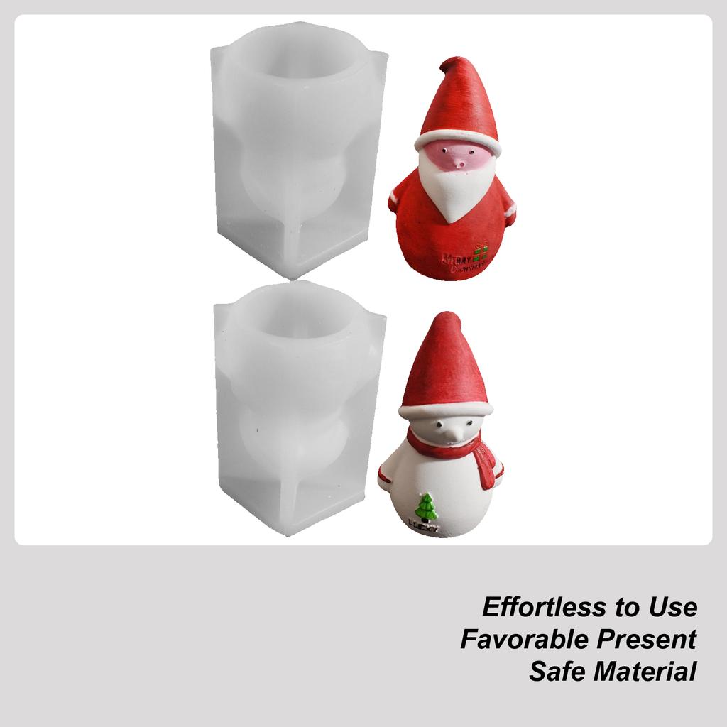 Santa Claus Snowman Silicone Mold 3D Non-Stick Candles Christmas Candy Molds DIY Christmas Gypsum Ornament Christmas Decoration