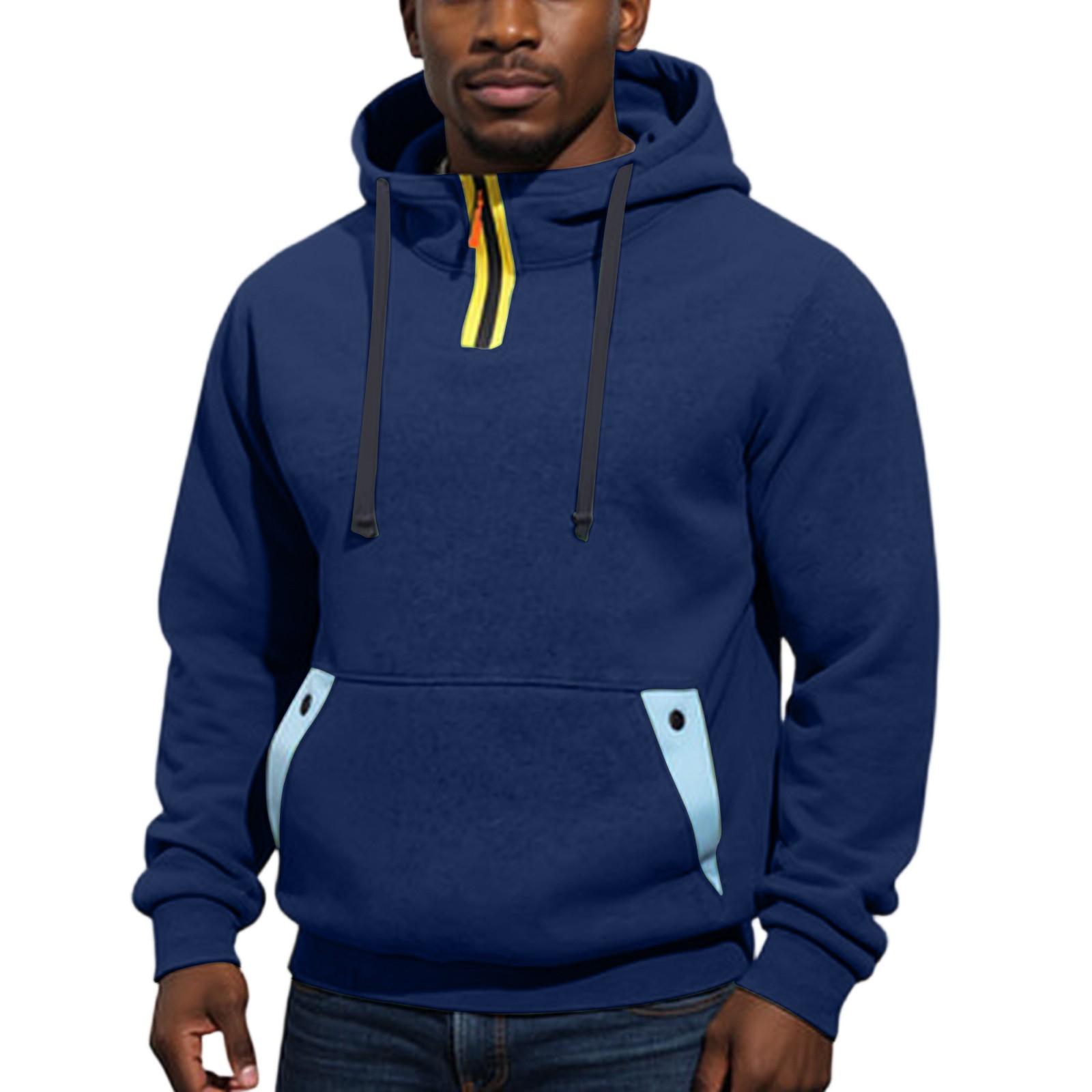 

Men s Hoodie With Zipper And Multiple Pockets Pullover XXL тёмно-синий