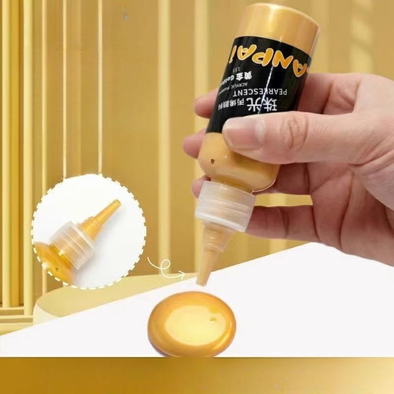 Pittura Acrilica Perlescente 50ml Colori Metallici Imbottigliata Oro Argento Rame Pigmento Impermeabile Vetro Pietra Tessuto Pittura Murale