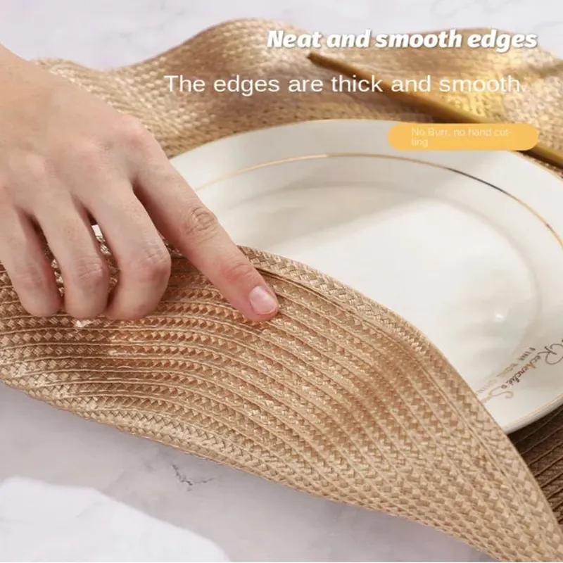 Kulaté pletené prostírání s vlnitým okrajem, izolační podložka proti opaření na jídelní stoly, tkané, pratelné, protiskluzové podložky na stůl YLE094