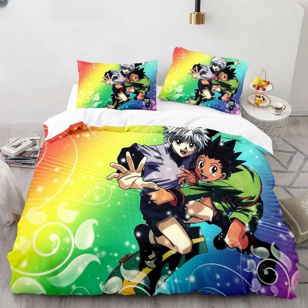 Hunter X Hunter 3D Bettbezug Set Bettwäsche Set Japanischer Anime Twin Queen King Bettdeckenbezug Kissenbezüge Polyester 3D Druck Anime