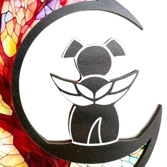 Pet Memorial Suncatcher Angel Cat Dog Sun Catcher Panel Stained Glass Window Hanging Ornaments Pet Loss Sympathy Gift for Pet Lovers