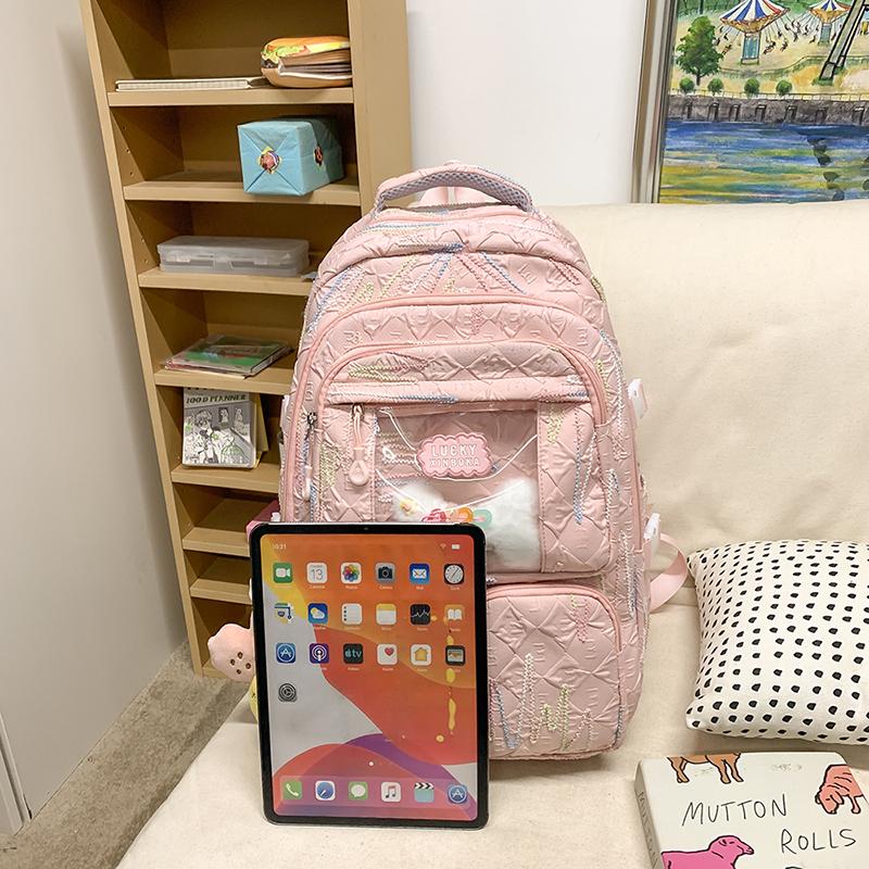 Junior High School Student Schoolbag Women's Colorful Embroidery Backpack Large Capacity Student Backpack