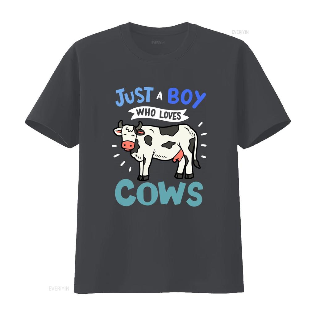 Cow Just A Boy Who Loves Cows T Shirt For Lovers Print Vintage Washed Versatile Slightly Casual Breathable Stretched