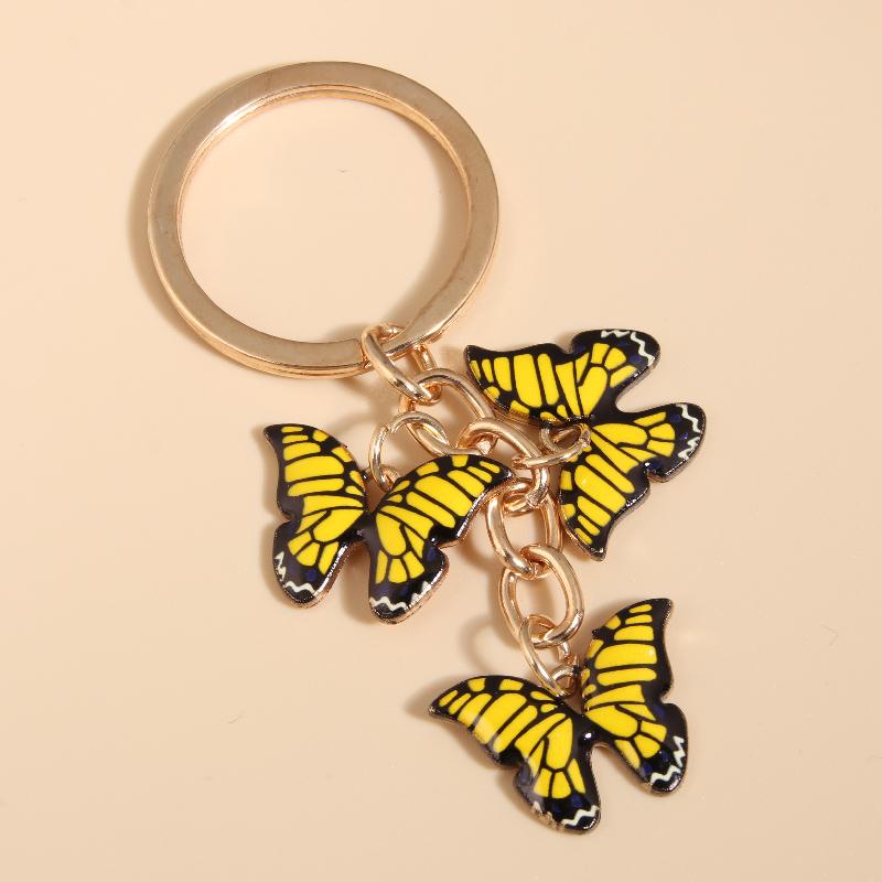 Cute Colorful Butterfly  Enamel Flying Animals Key Chains For Women Girls Accessorie Handmade Jewelry Bag Charm