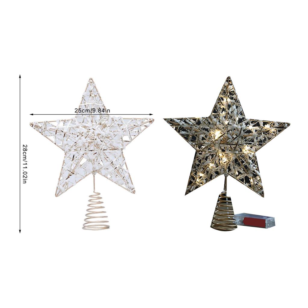 Champagne Yarn Christmas Star Tree Topper Rust Resistant Iron Decor For Holiday Outdoor Indoor Festive Decorations