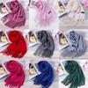 Thick Cashmere Solid Color Shawl Warm Scarf with Tassels Gifts for Women