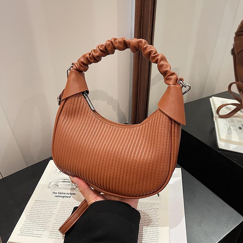 

Ретро тренд плиссированная переносная сумка для пельменей женская новинка осени 2024 года ретро мода высококачественная сумка через плечо коричневый