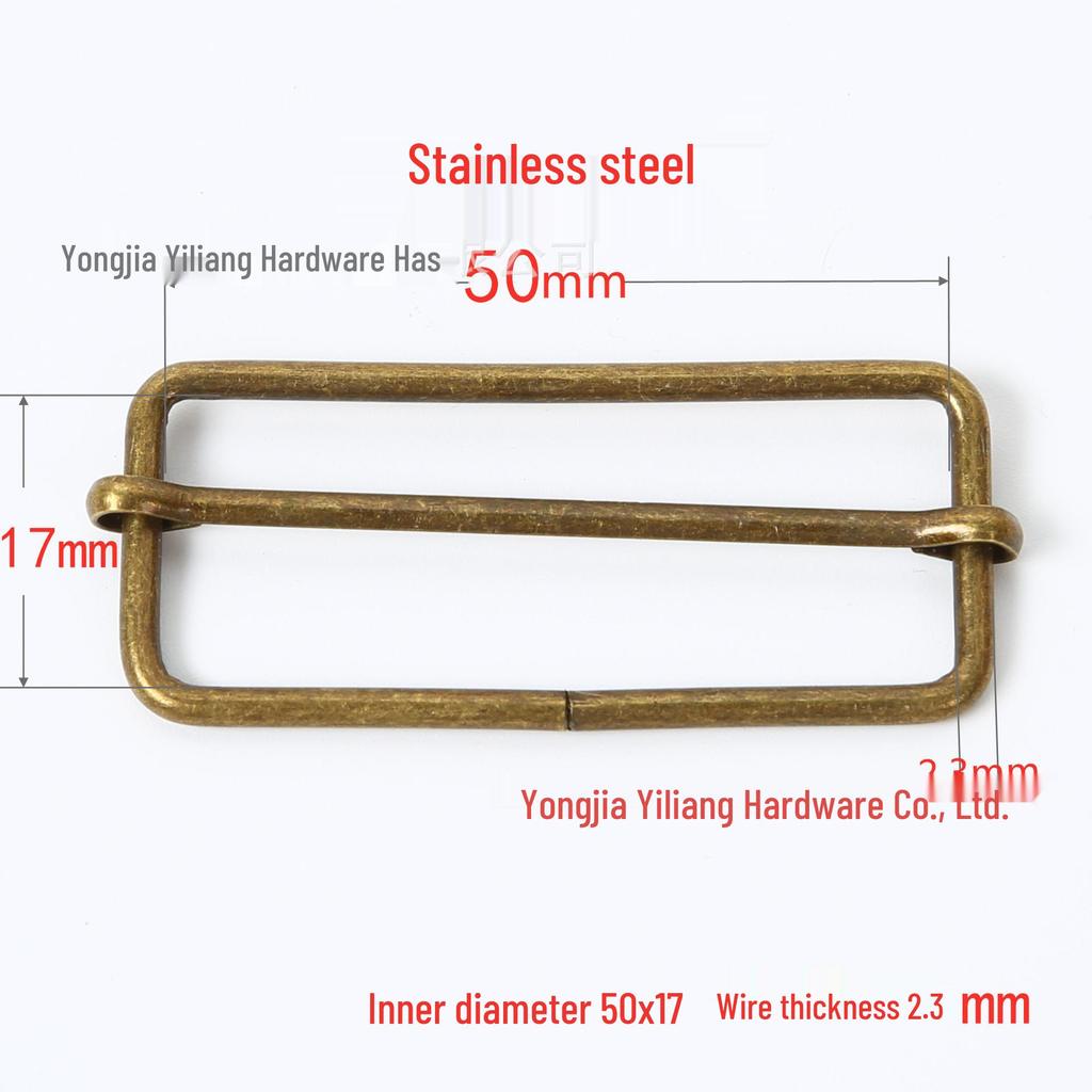 Stainless Steel Adjustable D-Ring Buckle - Copper Three-Speed Wire Pull Design