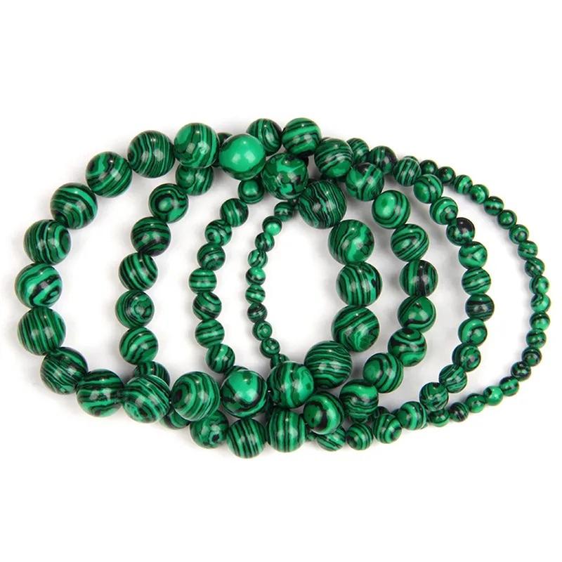 Latest Models 6 8 10mm Green Malachite Bracelet Men Women Bangle for Best Friend Gift Handmade Beaded Natural Stones