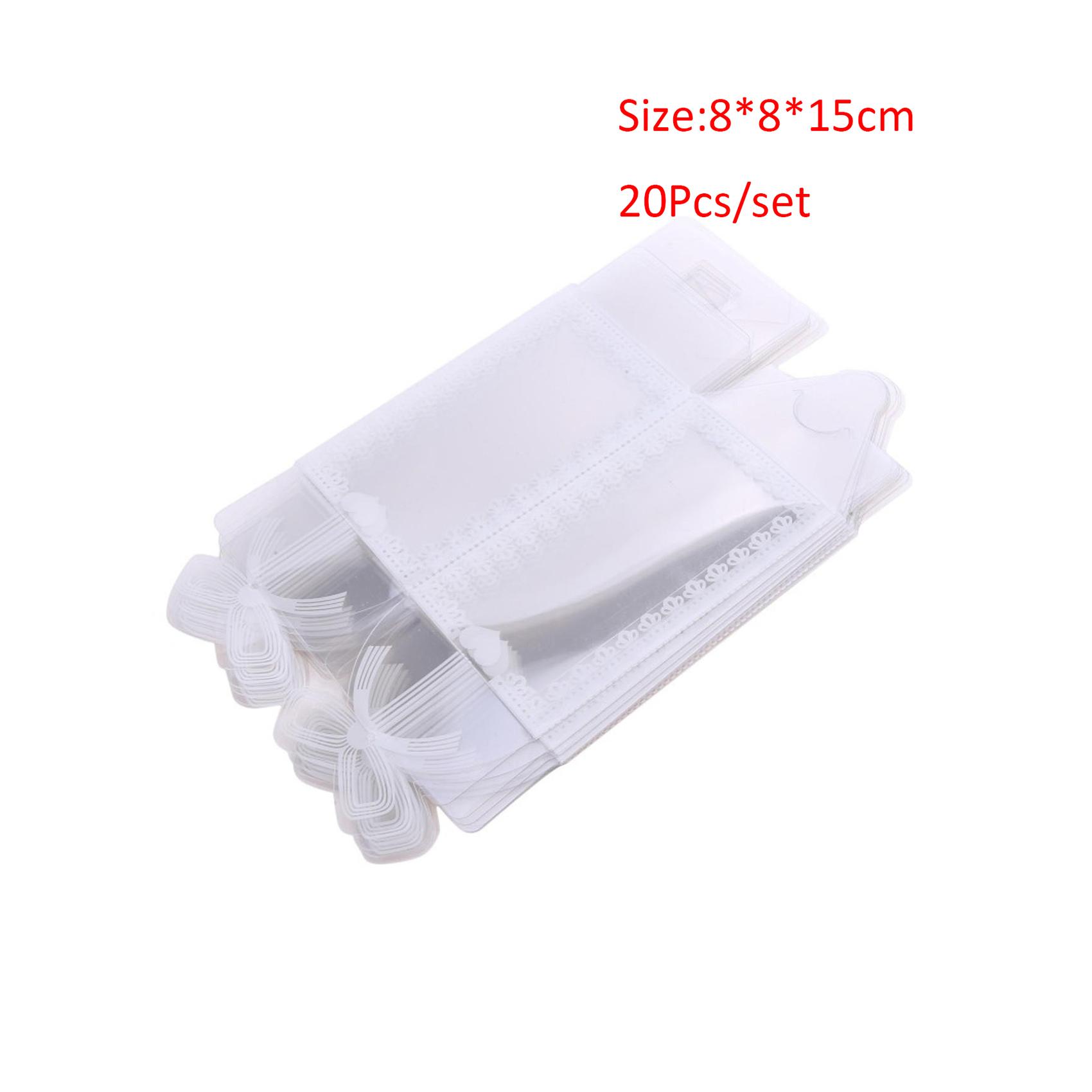 

20 шт. складная прозрачная упаковочная коробка из ПВХ для свадебной вечеринки, контейнер для сладких конфет, прямоугольные коробки 8*8*15