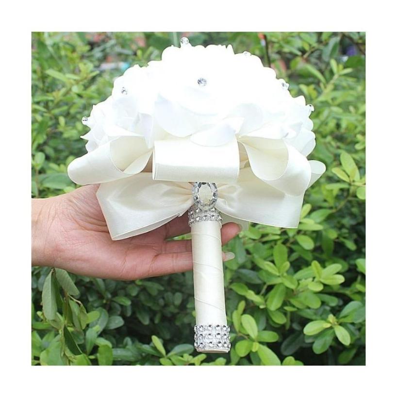 Six Colors European Wedding Handheld Bouquet Silk Flower Artificial Flower Bouquet Bow Forest Outdoor Wedding Flower Bouquet