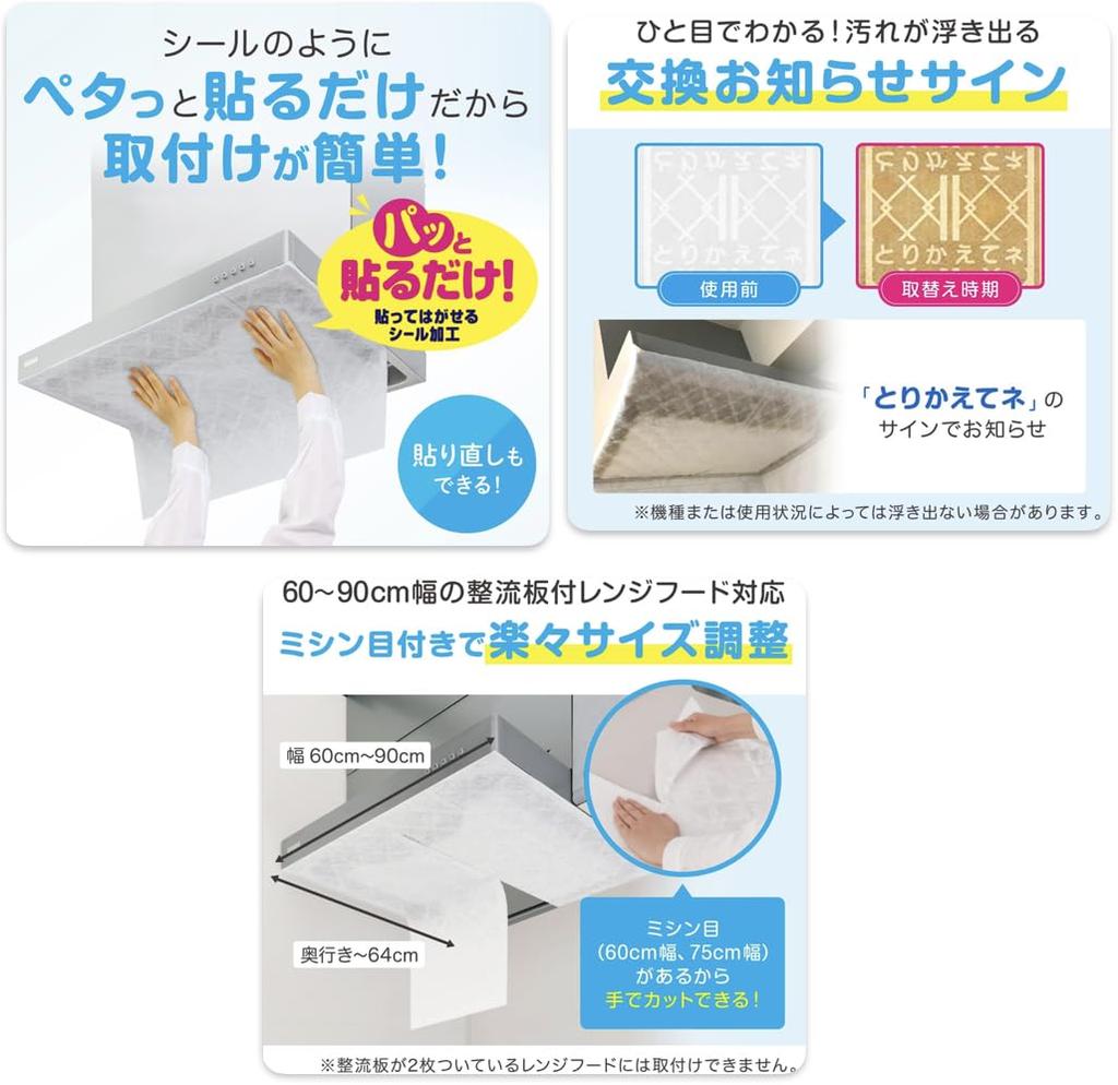 Toyo Aluminum Ventilation Fan Filter, Easy-to-Apply, Rectifier Plate, Back Sheet, for Fans Behind Range Hood Covers, Prevents Dirt and Cleans Quickly