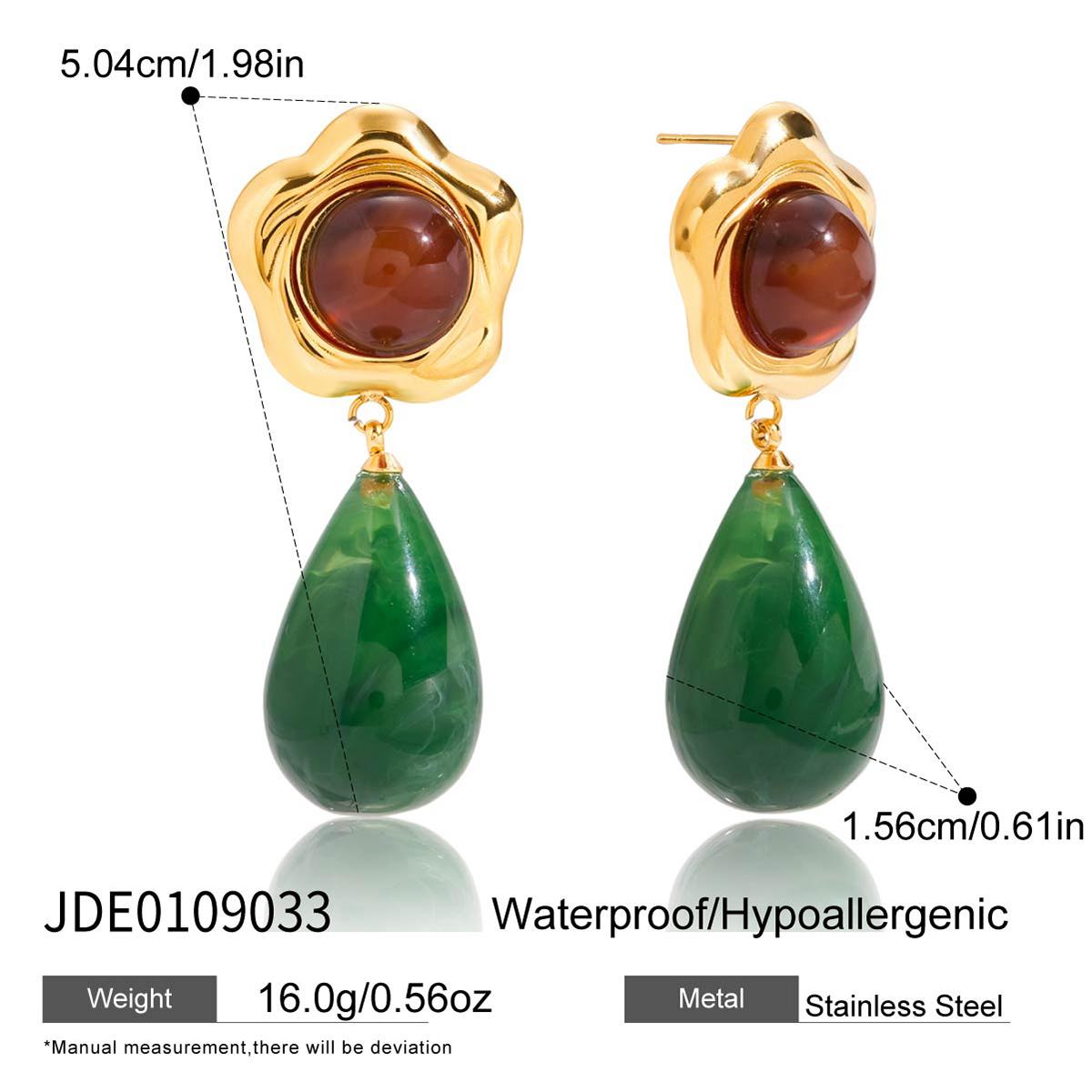 

Youthway Green Resin Red Agate Stone Earrings For Women Gold Plated Stainless Steel Earrings Simple Fashion Jewelry Gift