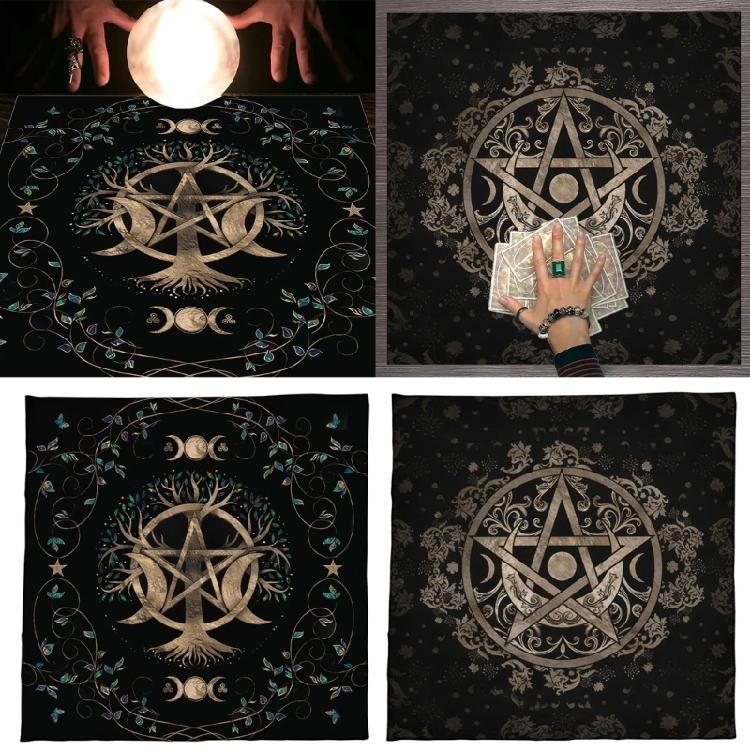 Pentagrams Pattern Tarot Card Tablecloth Altars Cloth Divinations Tapestry