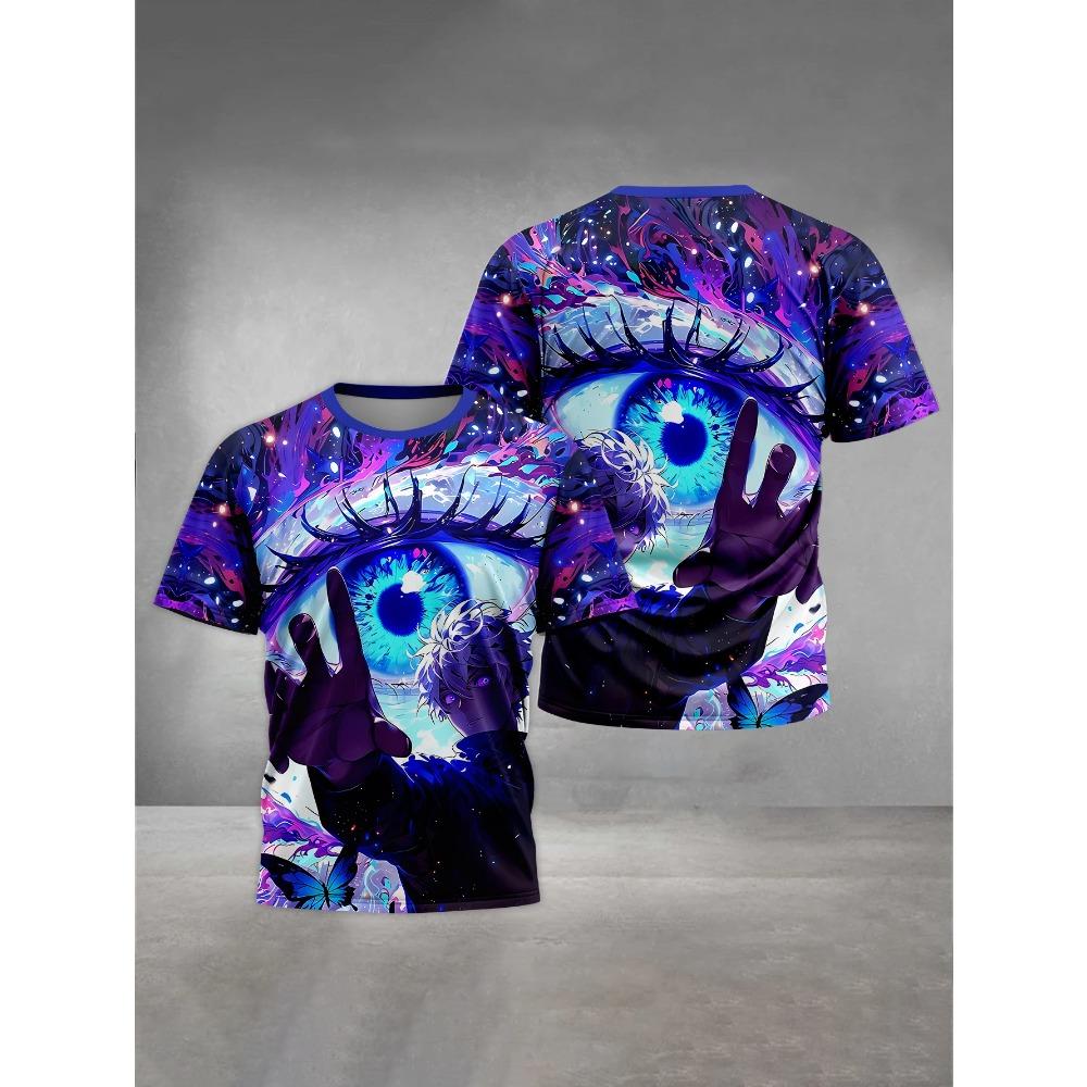 Men's 3D Printed T-Shirt Anime Character Print Short Sleeve O-Neck Pullover Casual Top