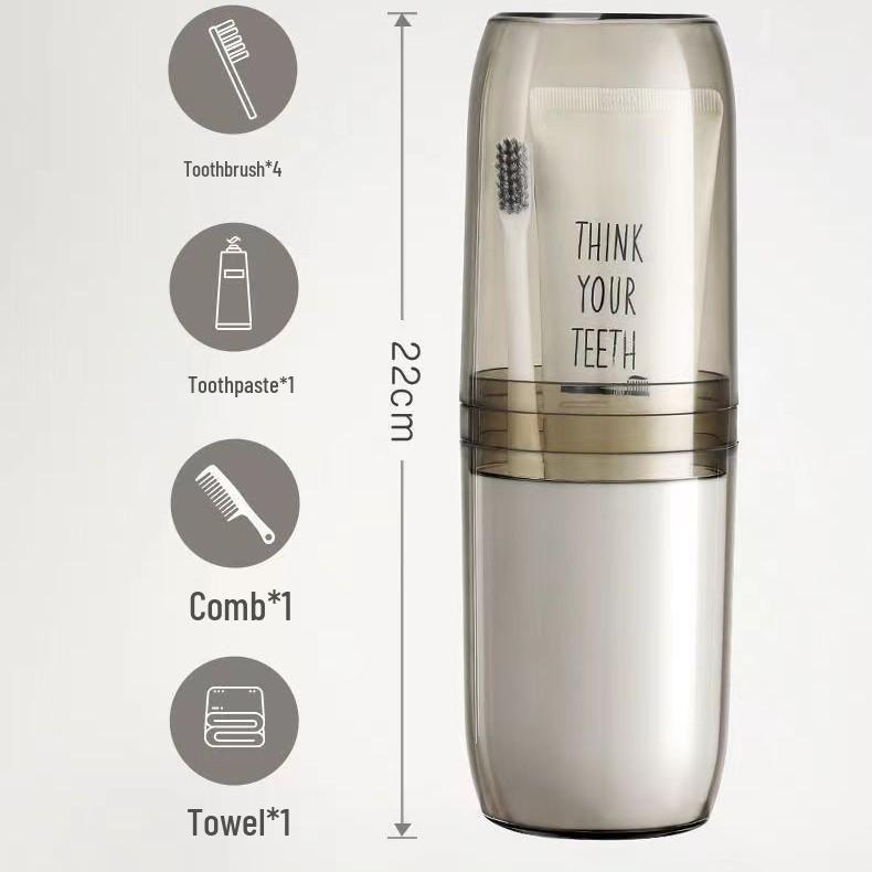 Portable Travel Toothbrush & Toothpaste Set with Transparent Mug
