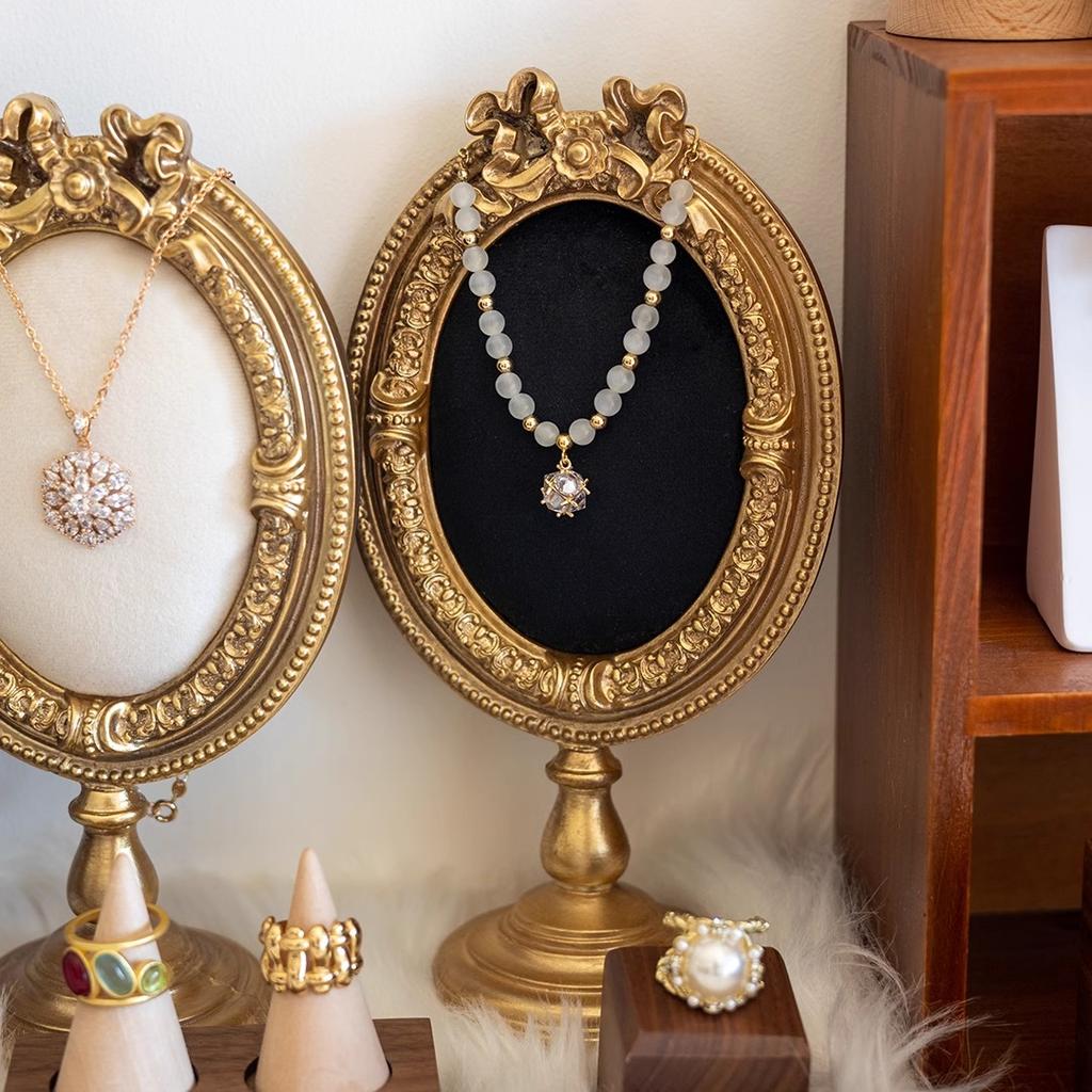 Vintage Velvet Jewelry Display Stand Portable Photo Frame Earring Holder Earrings and Bracelet Storage Rack Home Decoration Gift