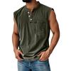 Men's Summer Solid Color Pocket Sports Buttons Vest Men's Sports Casual Vest
