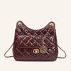 New First-layer Cowhide Women's Bag Tmall Elf Hobo Bag Xiaoxiangfeng Diamond Chain Shoulder Messenger Bag