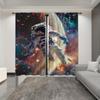 2pcs Astronaut Space Landscape Printed Curtain Privacy Window Drapes Rod Pocket Window Treatments For Bedroom Study Living Room