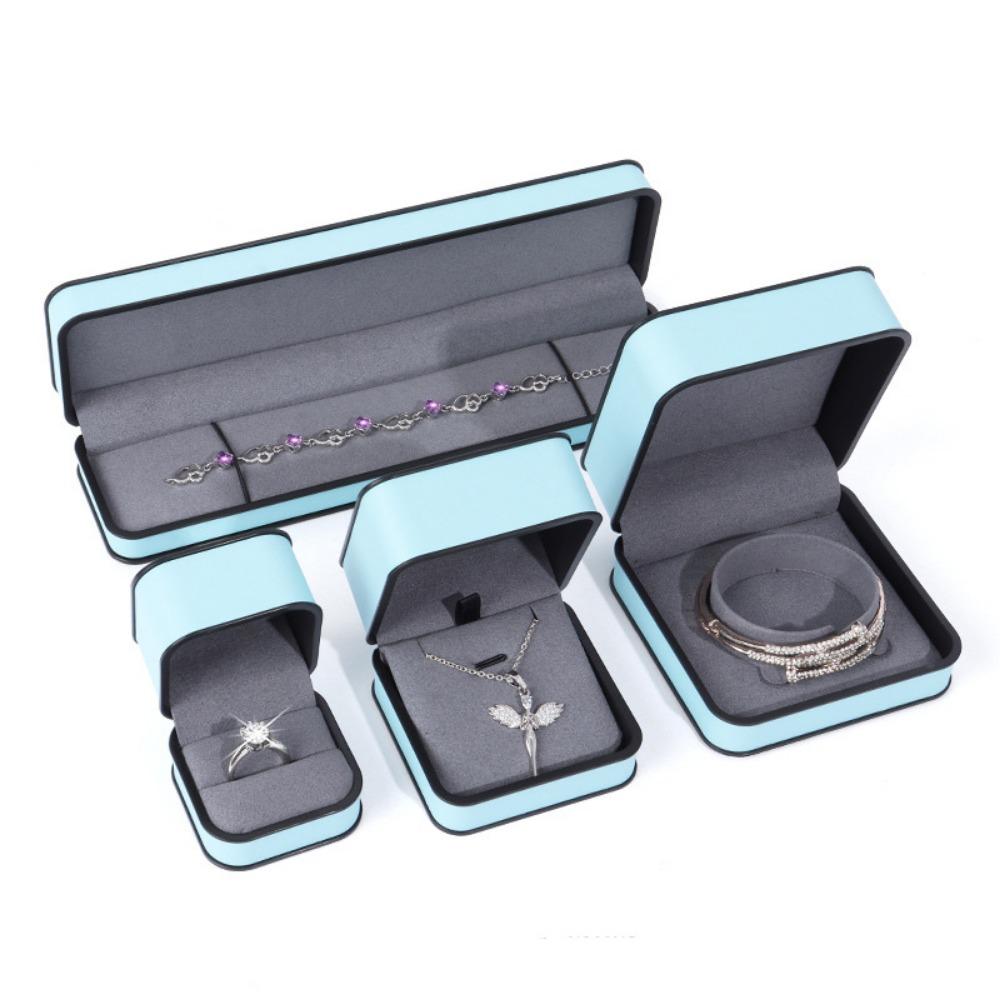 Round Corner PU Jewelry Box Rectangular Jewelry Display Box Modern Ring Gift Box  Engagement