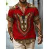 Men's African Tribal Print Short Sleeve Shirt, Geometric Ethnic Pattern