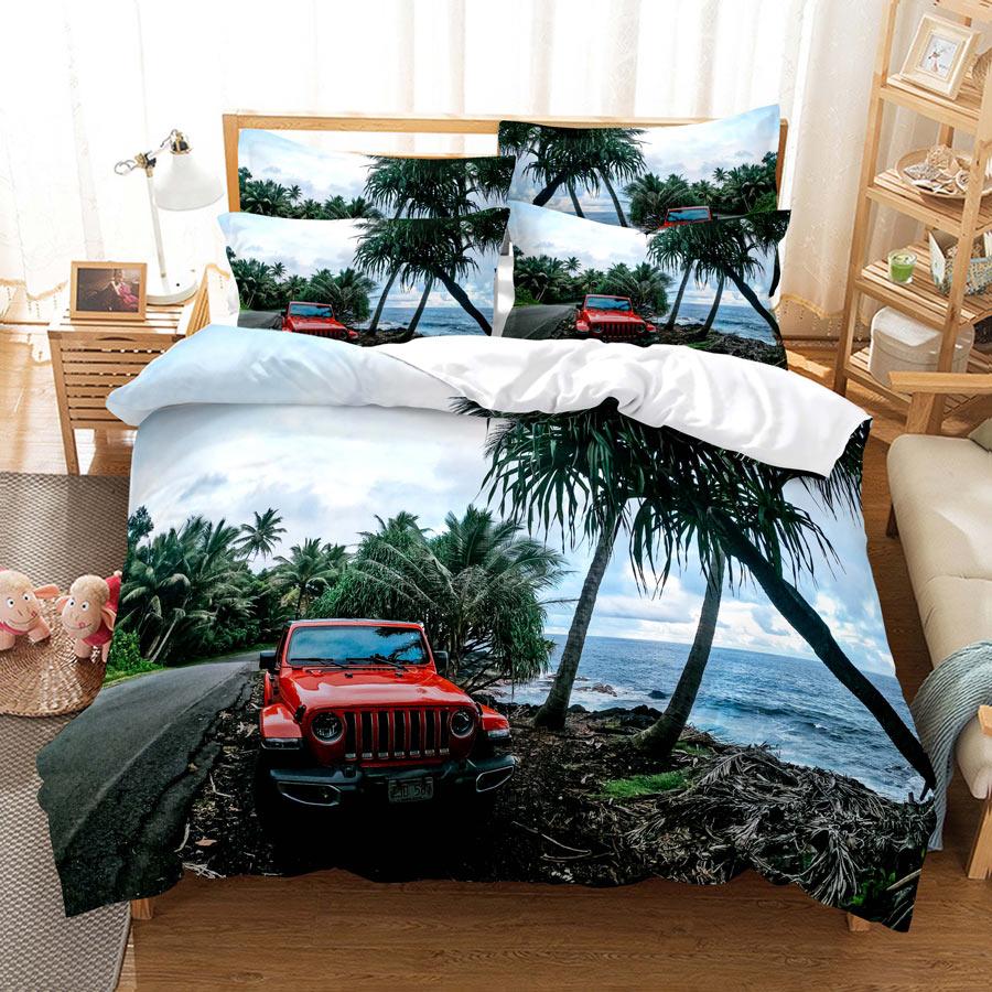 3D HD ložní souprava Queen Povlak na přikrývku Povlak na polštář Povlečení USA King Twin Full Double Single Bed Seaside Coconut Tree