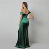 One-Shoulder Solid Color Evening Dress with Slit and Fishtail Skirt