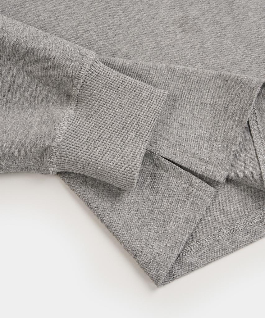 EXCONTAINER Vintage Crop Henley Neck Long Sleeve (Melange Grey)