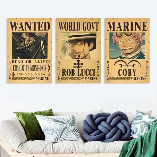 One Piece Poster Clear Printing Rectangle Decorative Japanese Anime Luffy Bounty Poster Bedroom Decor for Bar