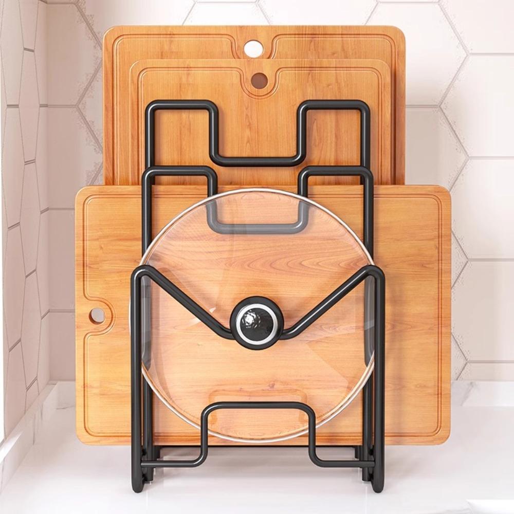 Iron Art Cutting Board Holder Space Saving Chopping Board Organizer Pot Lid Rack Shelf  Home