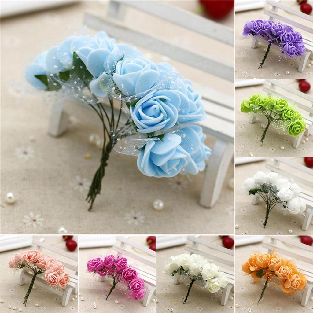 Buy 2.5cm Foam Artificial Wrist Flower Fake Rose Bouquet Wedding Party