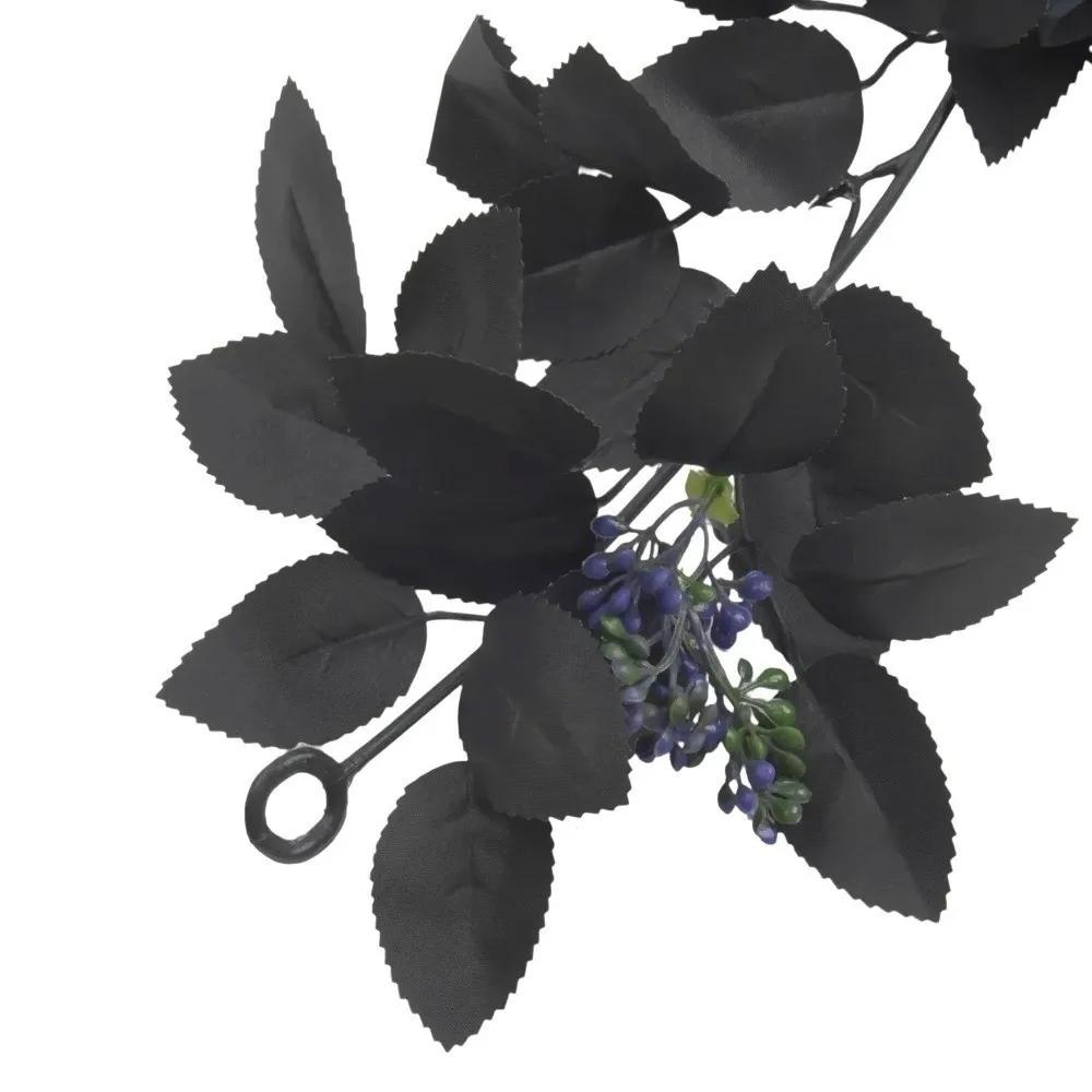 Umweltfreundliche PPC Künstliche Blumen Langer Streifen Verschiedene Größen Simulierte Rattan Schwarze Rosenblätter Halloween Rosenblatt-Ranken