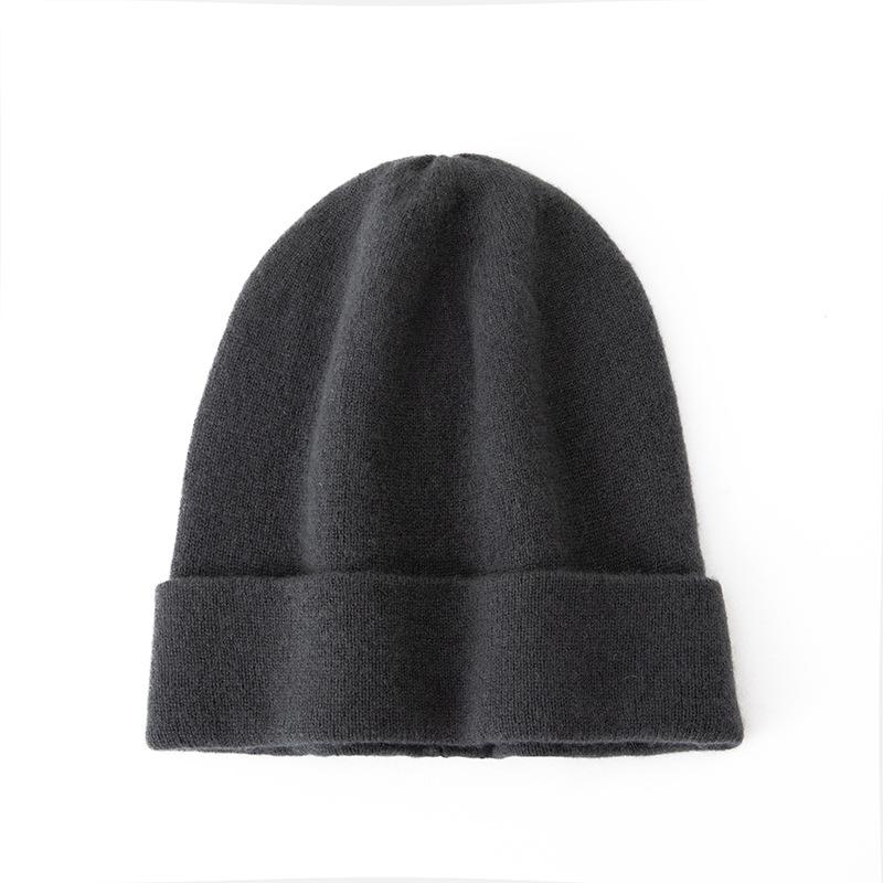 Women's Autumn Winter Cashmere Hat - 100% Pure Cashmere, Solid Watermelon Color, Warm, Large Head Circumference.