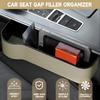 2026 Upgraded 2 PC (L+R) Premium PU Leather Car Seat Gap Filler Organizer With Cup Holder & Storage Slot/Bag– Fits Front Seat, Holds Phone,