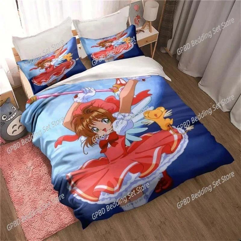 Comforter Anime Cardcaptor Sakura Bedding Set 3D Printed Suitable For Bedroom Kids Home Textile
