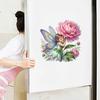 Rosa Blumenfee Fenster Statisch Haftend Abnehmbar PVC Großer Pfingstrosenblüten Aufkleber für Kinderzimmer Schlafzimmer Wohnzimmer Fenster Glas Tür Dekor