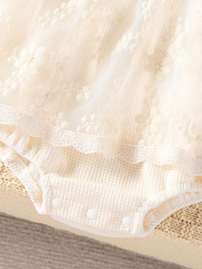 Korean Style 2025 Baby Lace Long Sleeve Romper Dress for Spring and Autumn