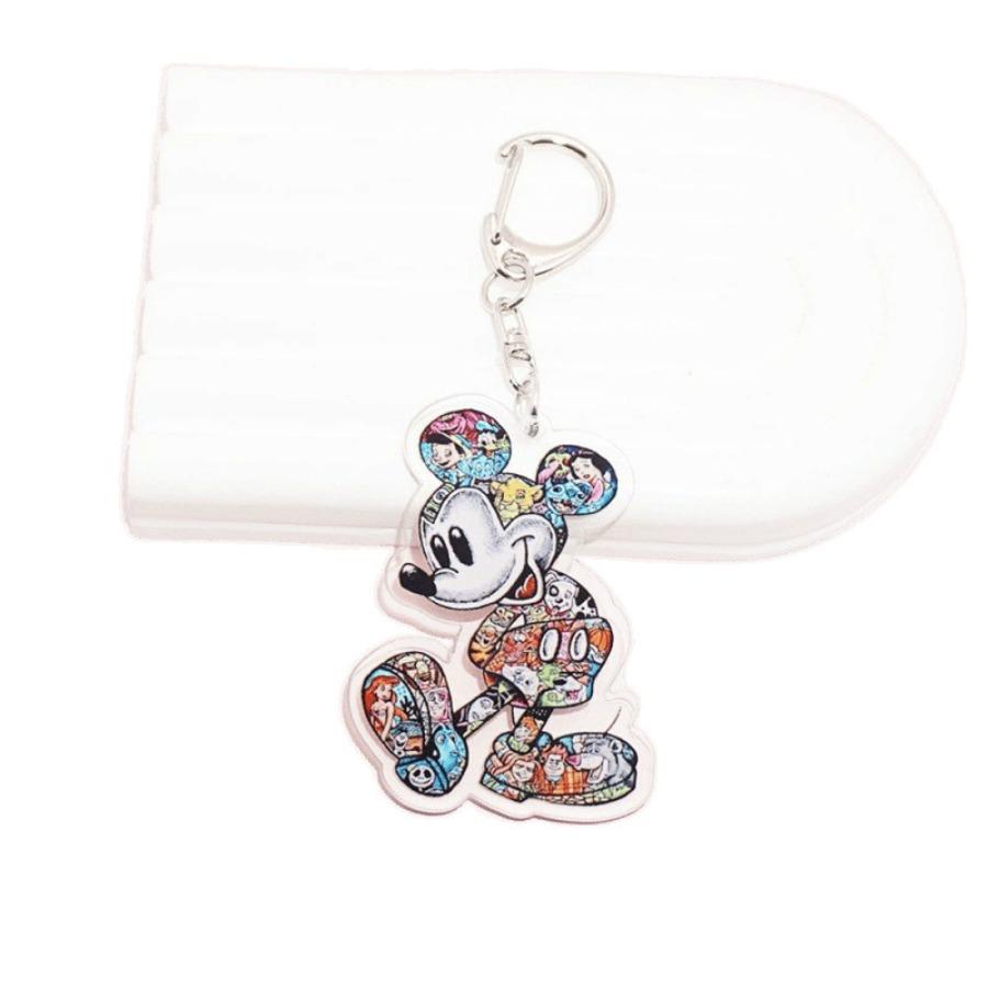 Cartoon Mickey Minnie Acrylic Keychain Cute Couple Mickey Mouse Stitch Keychain Couple Gift Birthday Gift  8cm
