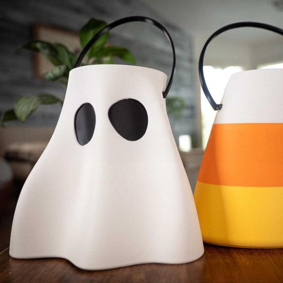 Ghost Flower Pot Planter Halloween Candy Bucket Multifunctional Resin Ghost Pumpkin Shape Vase Candy Bowl Home Office Decor