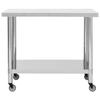 VidaXL Table de travail de cuisine avec roues 100x60x85 cm Inox