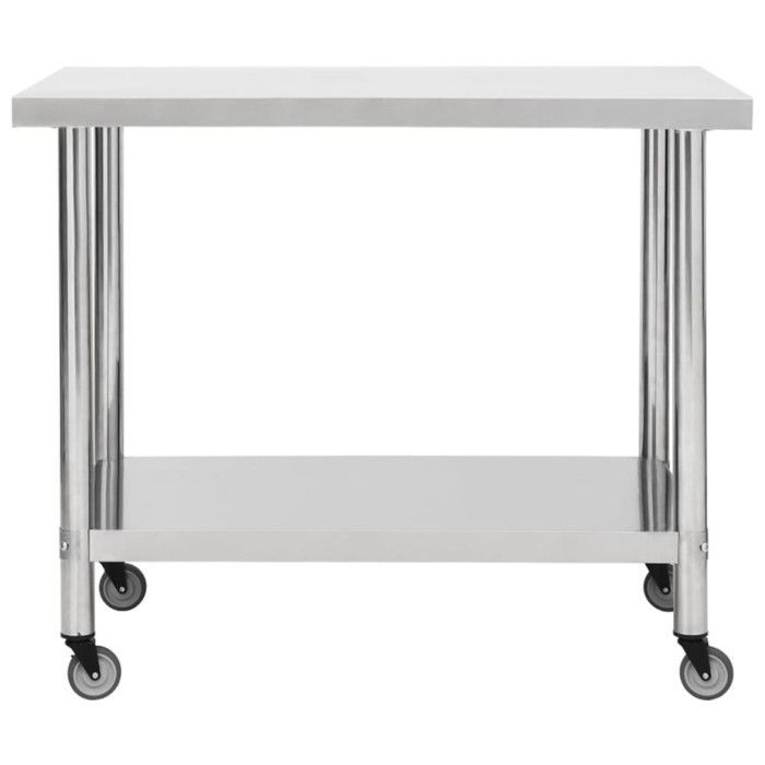 VidaXL Table de travail de cuisine avec roues 100x60x85 cm Inox
