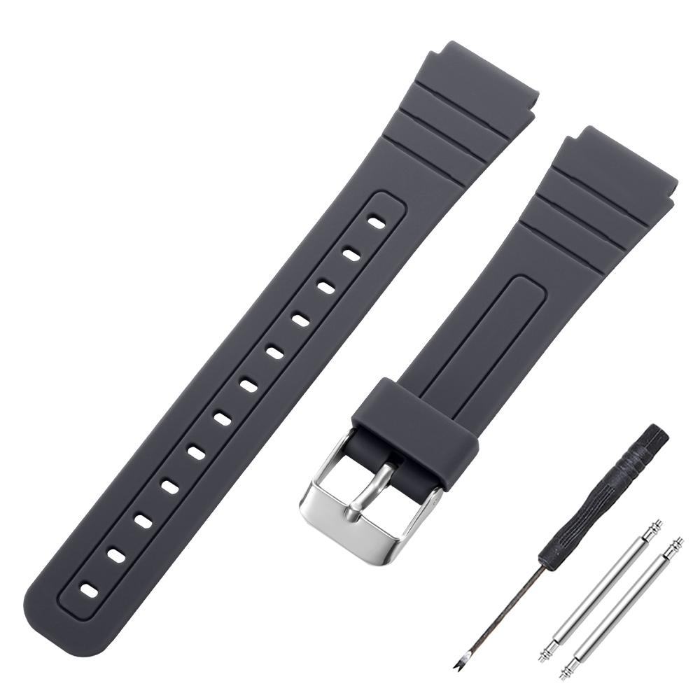 18mm Silikonový řemínek na hodinky pro Casio F91W W-800H SGW400 F91W F84 F105/108 A158/168 AE1200/1300 Náramek na hodinky Měkké pánské náramky na zápěstí