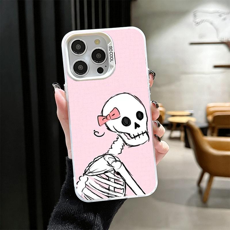 Pink Style Skull Witch Shockproof Phone Case for iPhone 17 Air 16 16E 15 Pro Max 14 Plus 13 Mini 12 Back Cover Anti Fall Fundas