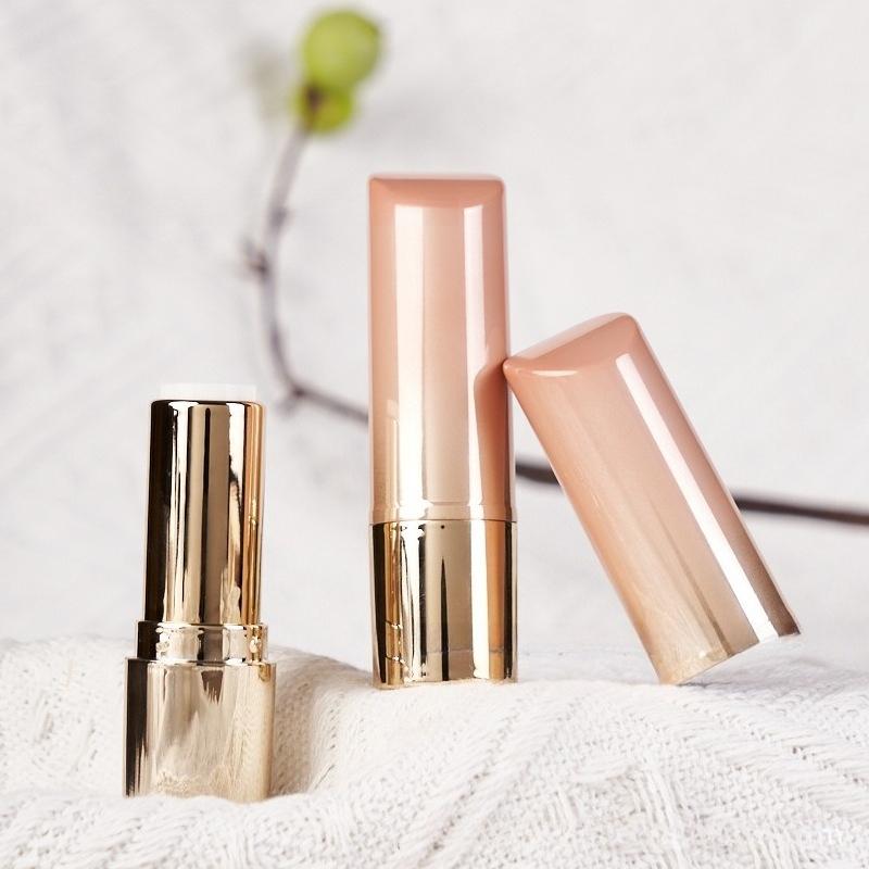 Pink Gradient Round Snap-On Lipstick Tube, Empty Refillable Lip Balm Container, Cosmetic Packaging